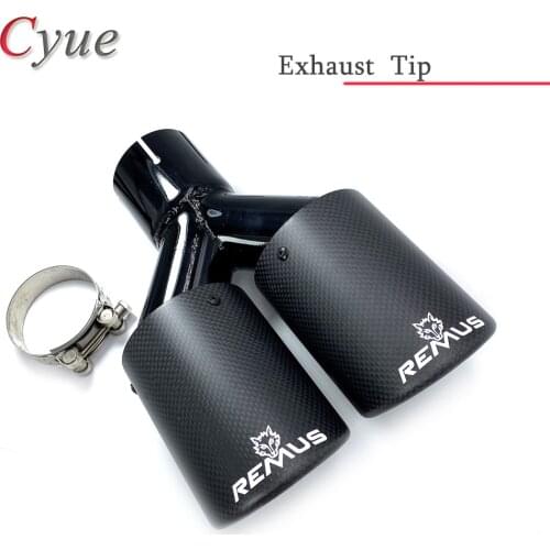 1Piece Matt Carbon+Black Stainless Exhaust Dual Tips Car Muffler Double Pipes For Exhaust Systems Dual Tips Car Accessories