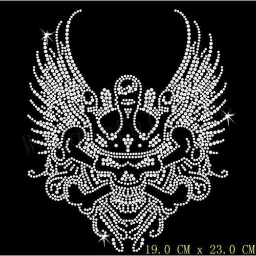 Free shipping big skull special design hotfix rhinestones transfer design motif bling for clothing