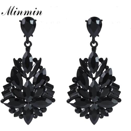 Minmin Shining Black Horse Eyes Cluster Rhinestone Cute Drop Earrings Vintage Small Teardrop Party Prom Earrings Jewelry MEH1710