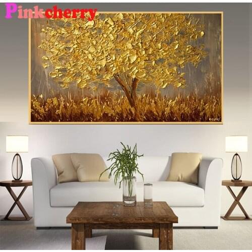Large DIY 5D Diamond Painting abstract golden tree Full Square/round New Arrival Diamond Embroidery Mosaic Rhinestones Pictures