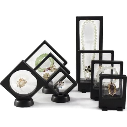Jewelry Ring Earrings Bracelet Protection Case Membrane Frame Necklace Display Holder Stones Coin Floating Stand Box