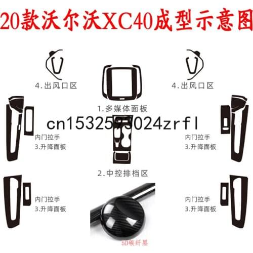 For Volvo XC40 2020 Interior Modification Carbon Fiber Sticker Anti Kick Center Control Gear Decorative Film