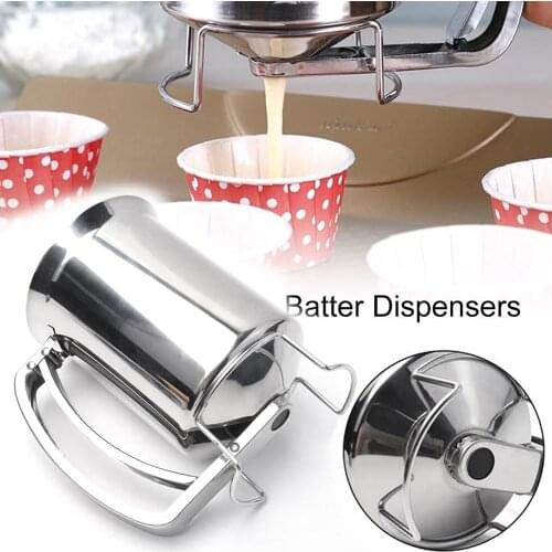 Batter Dispenser Handheld Batter Separator Dough Dispenser Stainless Steel Pancake Flour Pastry Flour Dough Funnel Kitchen Tools