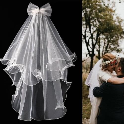 X7YC 2 Tier Wedding Veil with Comb for Kids Curly Edges Tulle Veil for Flower Girl Short Length Girls Communion Headwear