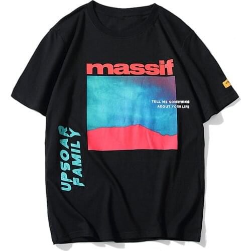 LACIBLE Creative Massif Printed Short Sleeve Harajuku Streetwear Men Hip Hop Casual Cotton Tshirts Male Fashion Street Top Tees