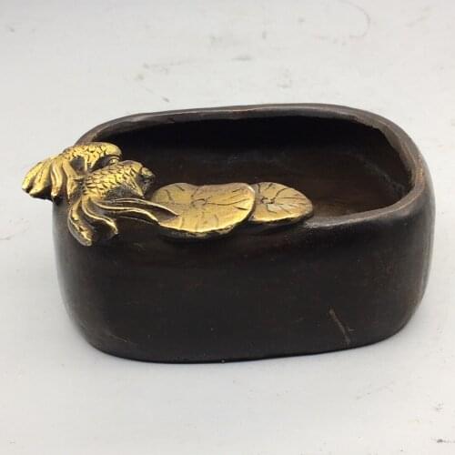 Art Antique Collect Decoration Crafts High Quality Chinese Gilt Bronze Goldfish Pot