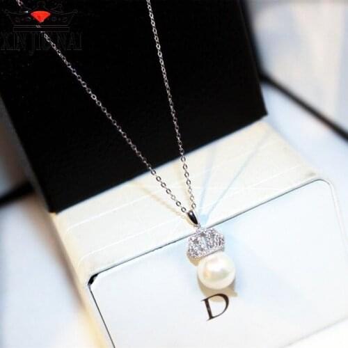 18K Rose Gold Diamond Crown Jewelry Silver Pearl Pendant Short Accessories Clavicle Chain Feminine Simple Decorative Necklace