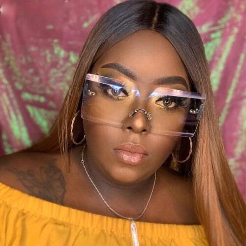 Rimless Square Sunglasses Women 2021 Gradient Vintage Sunglasses Men Designer Retro Oversized Glasses Steampunk Eyewear