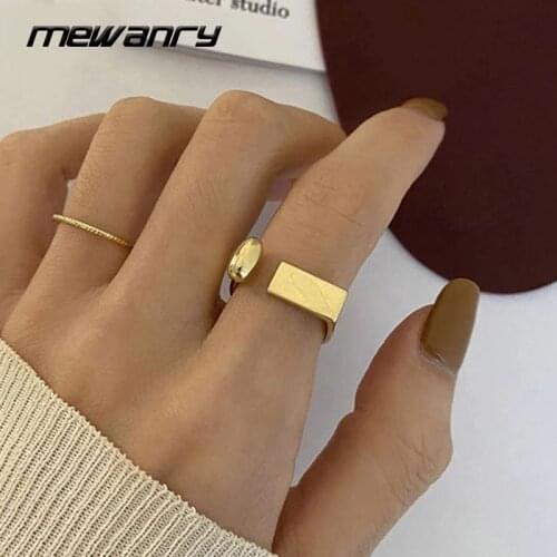 Mewanry Minimalist 925 Sterling Silver Rings INS Fashion Vintage Elegant Charm Glossy Geometric Couples Party Jewelry Girl Gifts