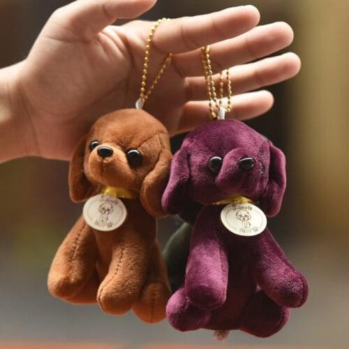 Cute Baby Dog Pendant Mini Teddy Key Chain Pendants Kawaii Plush Toys Backpack Cartoon Anime Model Doll Stuffed Toy For Children