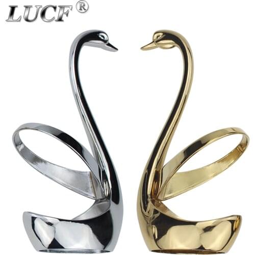 Fashion Swan Style Zinc Alloy Cutlery Holder Metal Base for Dinnerware Delicate Decoration Gadget Tableware for Kitchen Cabinet