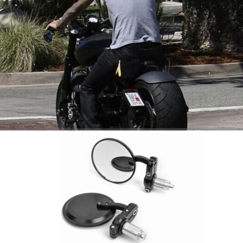 2Pcs Motorcycle Rear Mirror Motorcycle Handlebar End Mirror 22mm for Cafe Racer Black Handle 7/8"Mirrors for Motorcycle