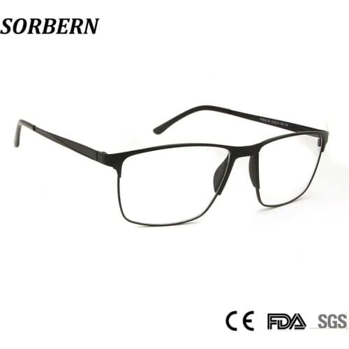 SORBERN Men Light Weight Glasses Alloy Metal Business Optical Frames Nerd Eyeglasses Male Full Rim Myopia Glasses Spectacles
