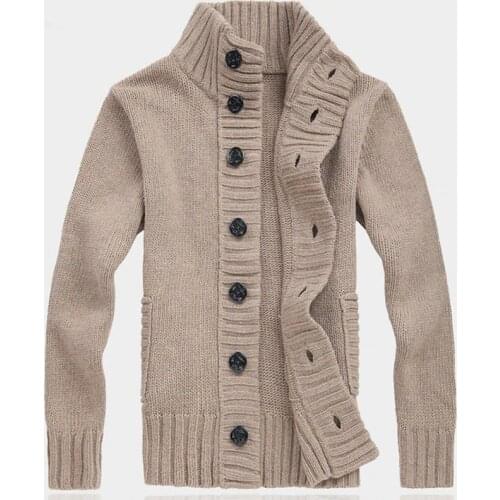 Men Sweater New Autumn Front Button Cardigan Stand Collar Sweaters for Men Coat Winter Warm Knitwear Clothing pull homme