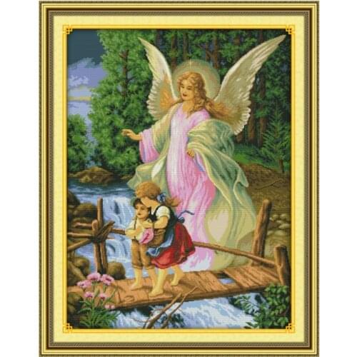 Joy Sunday Counted Cross Stitch Kits Embroidery Needlework Angel Convoy Stamped Patterns DMC Thread 11CT 14CT Printed Fabric Set