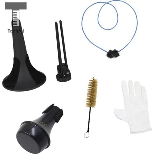 Tooyful 6 in 1 Trumpet Maintenance Tool Kit Trumpet Stand Tripod Holder+2pcs Brushes+Mute+Gloves