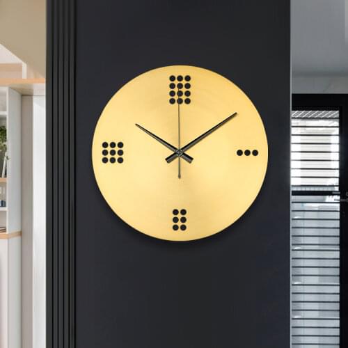 Pure Cupper Creativity Silence Wall Clocks Round Nordic Modern Simple Wall Clocks Abstract Horloge Copper Decoration EK50bgz