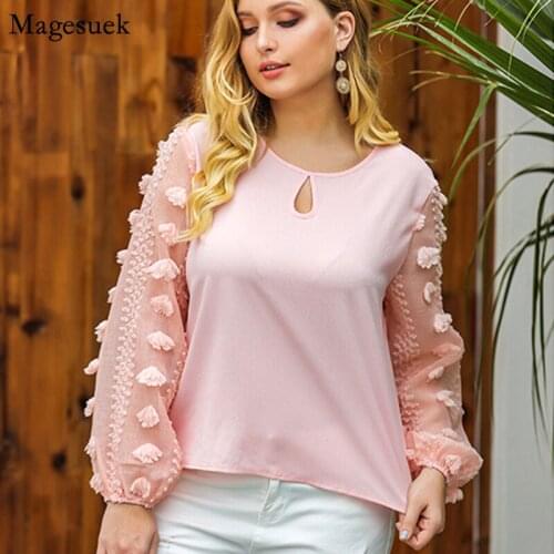New Fashion Vintage Long Sleeve Women Tops And Bloues Floral Plus Size Chiffon Blouse Femme Casual Loose Pink Shirts Women 12404