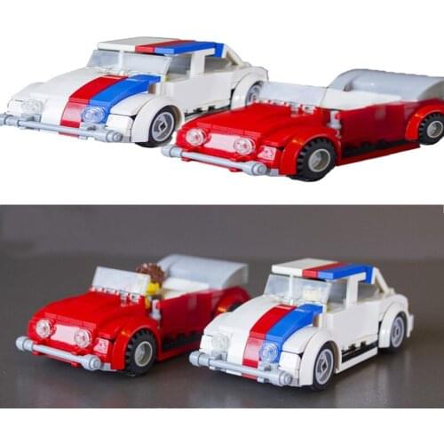 New MOC Travel Version Herbie The Love Bug Car Building Block Model Great Racer Racing Mini Bricks Sets Assembly Toy Kids Gift