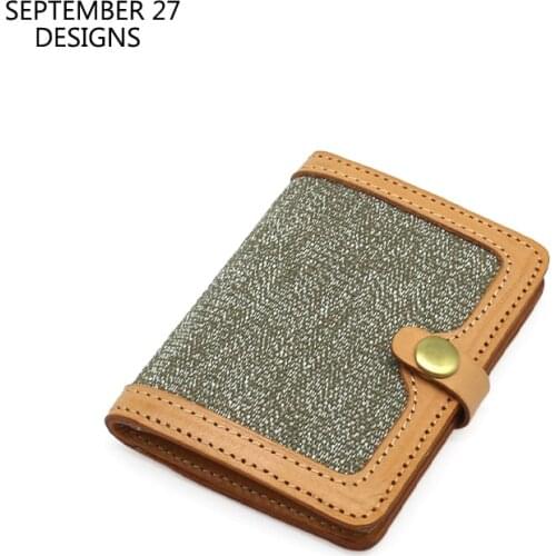 New Fashion Storage ID Driving License Card Bag Men Genuine Leather & Canvas Luxury Credit Card Wallet Women Casual Mini Purses