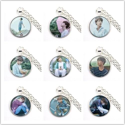 Hot Army Bomb Glass Cabochon Necklace Kpop BT21 Jewelry K-pop Boys Accessories For Fans Album Love Yourself Pendant Necklace