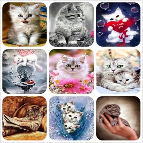 Full Square&Round Diamond Painting Cute Cat Diamond Embroidery Mosaic Cross Stitch Home Decorations Animal Hanging Painting
