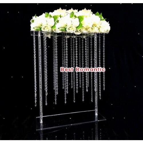Rectangular wedding decoration acrylic crystal pendant flower stand candlestick stage decoration road lead