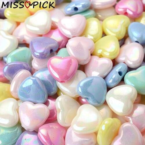 50pcs 12*11mm Colorful Heart Acrylic Beads Loose Spacer Beads for Jewelry Making Handmade DIY Bracelet Supplies Accessories