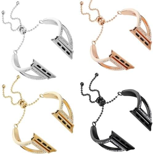 Luxury Women Diamond Bracelet for Apple Watch Series 5 4 3 2 Band Ladies Metal Chain Strap for iWatch 40mm 44mm 38mm 42mm Belt