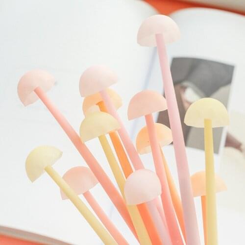 48PCS New Luminous Mushroom Silicone Gel Pens Office Stationery Student Creative Cartoon Ball Pen Kawaii School Supplies