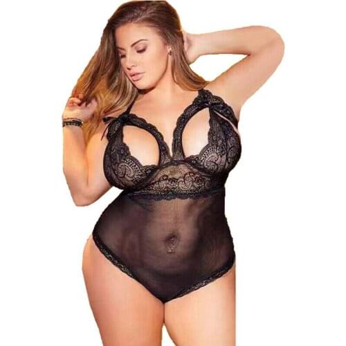 Sexy Lingerie Lace Bodysuits Babydoll Women Underwear Nightwear Sleepwear Black Plus Size Teddies Bodysuits Exotic Apparel