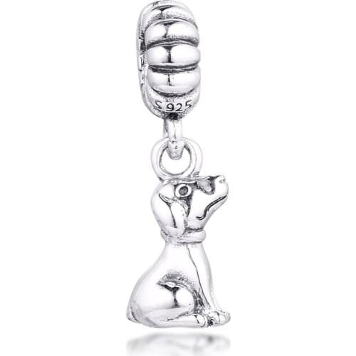Dog Charm 925 Sterling Silver Beads for Jewelry Making Fit Charms Bracelets DIY 02W193