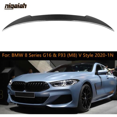 Dry Carbon Fiber Car Rear Wing Spoiler for BMW 8 Series G16 & F93 (M8) 4-Door Coupe V Style 2020-1N