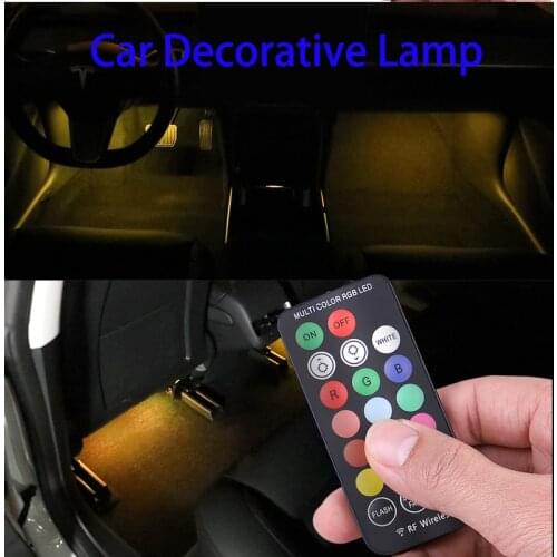 Led lights Car Foot Light Ambient Lamp With USB Wireless Remote for golf 7 bmw e90 passat b5 etc. car decoration accessories