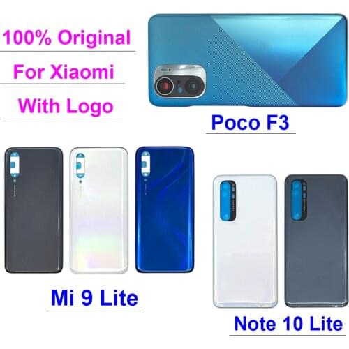 10Pcs,100% Original For Xiaomi Mi 9 Lite /Poco F3 /Mi Note 10 Lite Replacement Glass Battery Back Cover Housing With Adhesive