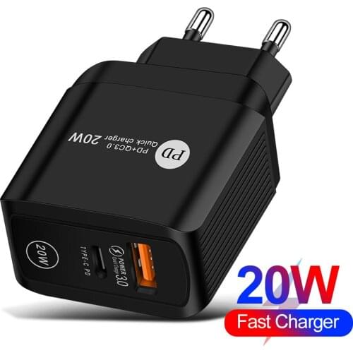 Phone charger adapter USB Type C Charger PD 20W QC4.0 QC3.0 Fast charging usb plug for xiaomi mi 9t pro 9 se redmi note 10 mi 11