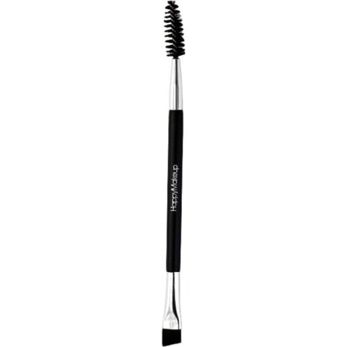 Portable Size Women Facial Makeup Cosmetic Eyebrow Brush Tool HappyMakeup Double Head Wooden Handle Eyebrow Brush Comb