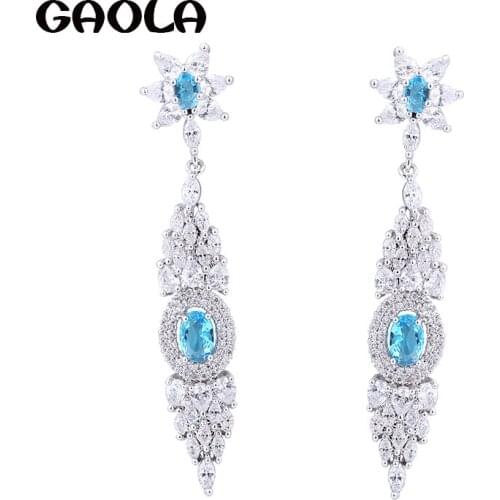 GAOLA Plant AAA Cubic Zircon Geometry Dangle Earrings Women Luxury Jewelry GLE6840Y