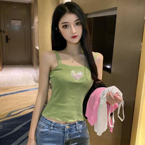 Women Corset Tops Spring Summer Love Embroidered Knitted Camisole Womens Top Womens Tank Camis Crop Top For Women