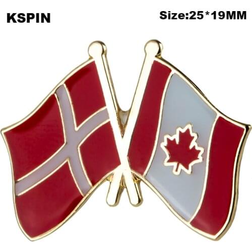 Denmark & Canada Friendship Flag Badge Flag Brooch National Flag Lapel Pin International Travel Pins