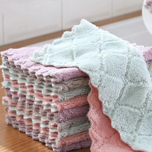 10pcs Double Colors Rag Dish Cloth Water Absorption Thickening Pot Washing Towel Table Home Kitchen Dishcloth