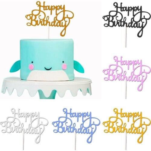 10pcs Cake Toppers Birthday Party Decorations gold acrylic cake toppers happy birthday party decoration Cake Toppers