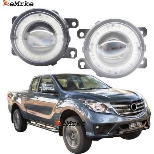 2 Pieces Car Lens LED Fog Lights Angel Eye DRL Daytime Runinng Light Lamp for Mazda BT-50 2018 2019 2020