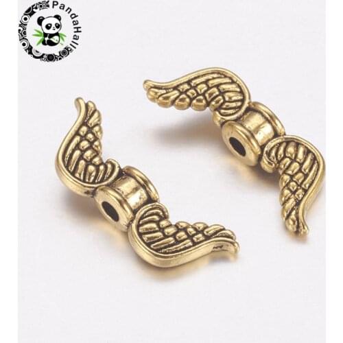 20pcs Tibetan Style Alloy Spacer Beads Wing Antique Golden DIY Finding 18x7x4mm Hole: 1mm