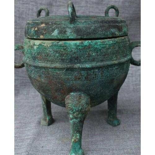23 Collect Chinese Old Pure Bronze Beast 3 Foot Ding incense burner Pot Jar Jug
