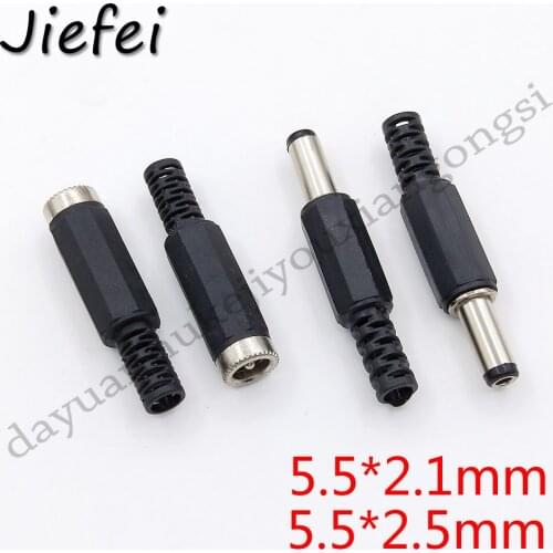 250 pcs 5.5mm x 2.1mm / 5.5mm x 2.1mm Male / Femlae DC Power Plug Jack Adapter Connector New