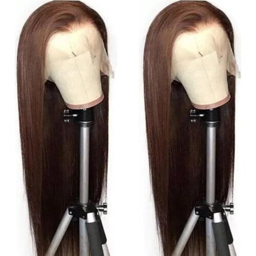 4# Brown Straight Lace Wig Human Hair Wigs for Women Pre Plucked With Baby Hair Free Part Brazilian Remy 13x2 Lace Frontal Wigs