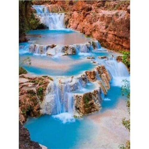 5D DIY Diamond Painting Waterfall Scenic Full Square Rhinestone Diamond Embroidery Landscape Cross Stitch Mosaic Home Decoration