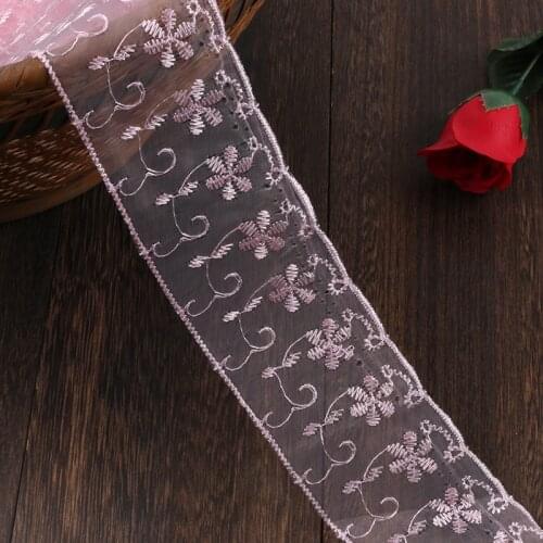 Free Shipping 15 yards/lot Lace Ribbon Tape Lace Trim Fabric DIY Embroidered Net Lace Trim Cord For Sewing Decoration LS027