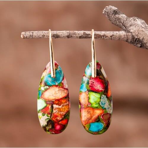 Bohemia Living Color Female Dangled Hook Drop Earrings